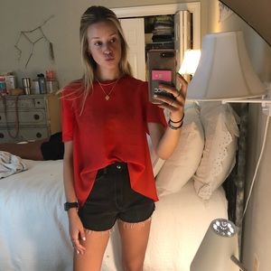 Aryn K Red Petal Sleeve Blouse